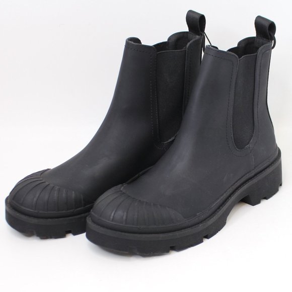 Zara Lug Treaded Platform Ankle Boots Waterproof Ribbed Toe Size 7 1/2" NWOT - Picture 1 of 7